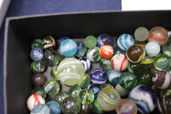 A collection of glass marbles